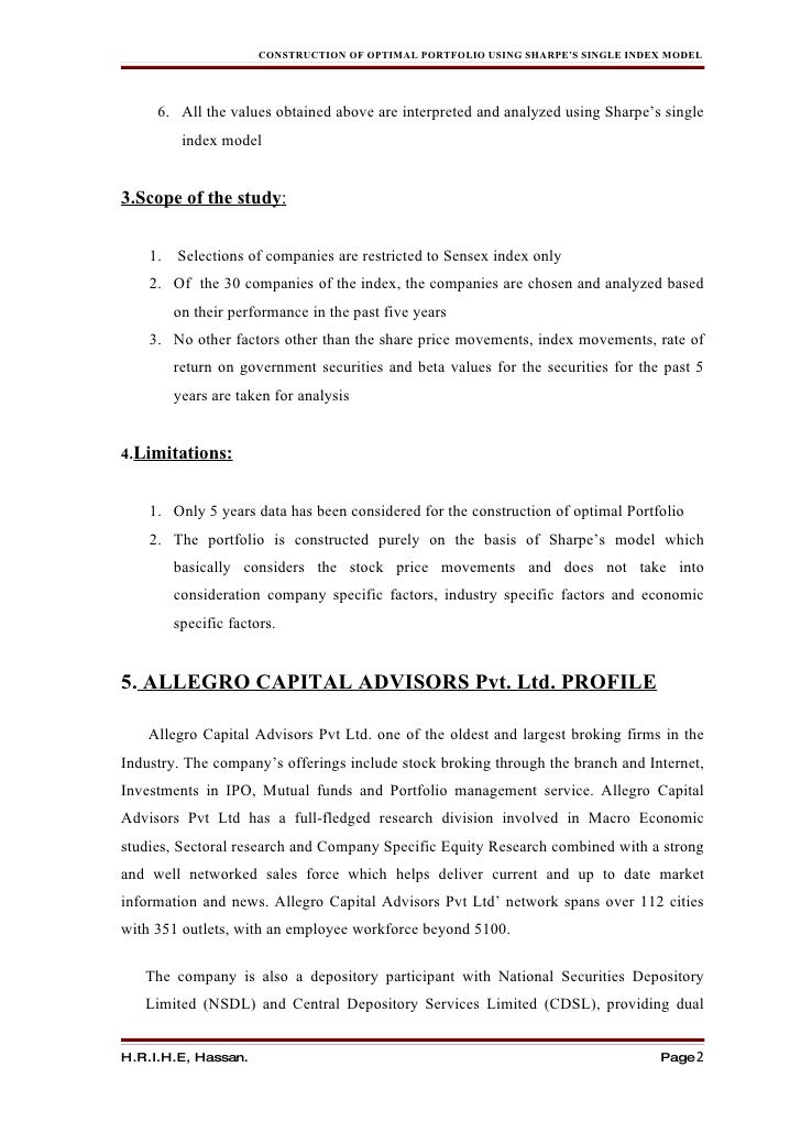 single index model+portfolio construction